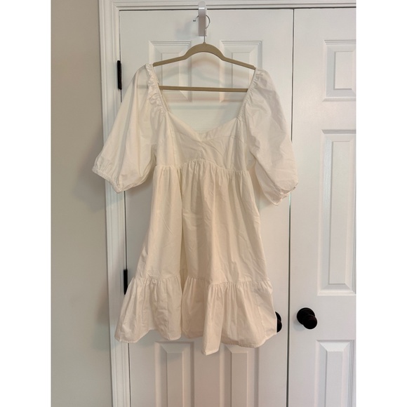 Banana Republic White Mini Baby Doll Dress - NWT Medium Petite - Picture 2 of 8